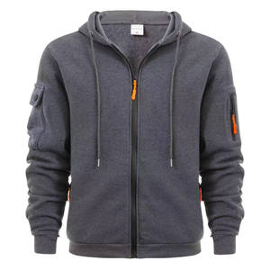 Logo personnalisé hommes sweat à capuche décontracté 100% polyester polaire fermeture éclair sweat tricoté entraînement Streetwear pour l'hiver loisirs à capuche - Product Image 2