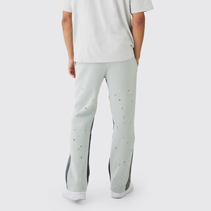 Color Block Men Sweatpants High Quality Custom Jogger Pants Thick Fleece Washed Solid Color Wild Leg Pants Baggy men's pants - Product Image 6