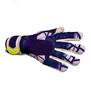 Gants de gardien de but de football en cuir blanc bleu marine Protection complète des doigts paume rembourrée étanche dragonne réglable pour le Match - Product Image 1