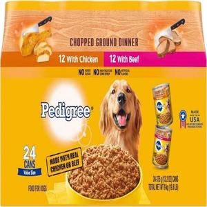 Pedigreee Variety Pack Nourriture pour chien en conserve pour adulte 13.2 oz. Boîtes de 24 paquets-Dîner haché poulet boeuf doux nettoyage de bain humide - Product Image 2