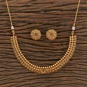 Très demandé Élégant Mat Plaqué Or Antique Classique Collier Ensemble 217326 Grossistes en Inde - Product Image 3