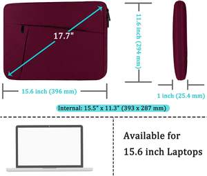 Shockproof Polyester <b>Laptop</b> Sleeve Bag 15.6 Inch Protective Case with Front Pocket Crossbody Carrying Briefcase - Product Image 2