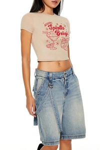 Camisetas cortas de manga corta con serigrafía personalizada de moda para niñas, ropa de calle ecológica, camisetas cortas teñidas lisas - Product Image 5