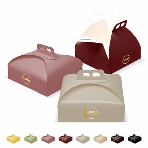 Personalized Sweet Colored Cake <b>Boxes</b> with Handle Recycled Materials Glossy or Matt Lamination Embossing - Product Image 1