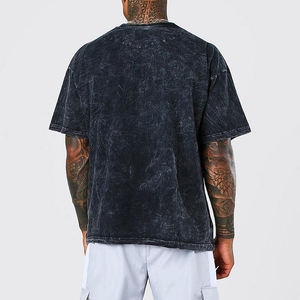 Camiseta de algodón informal con logotipo personalizado para hombre, camiseta informal desgastada lavada personalizada de alta calidad al por mayor - Product Image 5