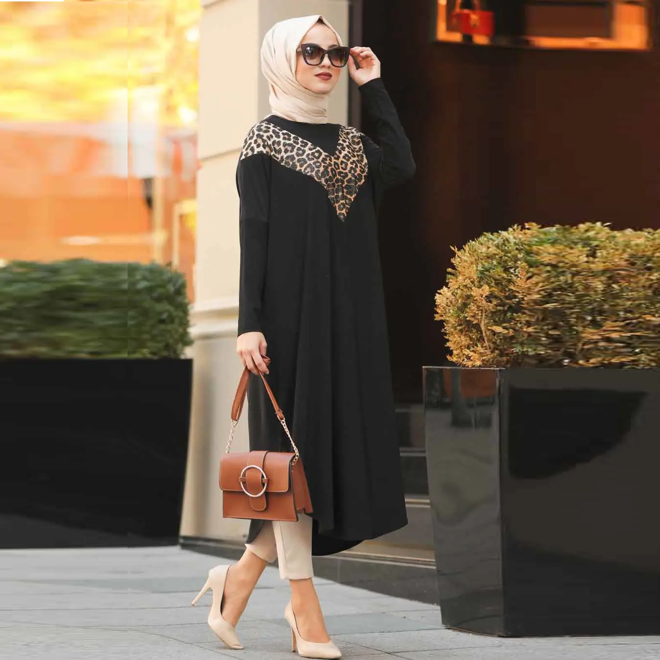 Discounted Factory Rates Soft Stretchable Jersey Printed Women Outwear Wear Tunic Top Abaya Dress