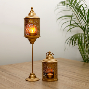 Vela de doble pieza de alta calidad con acabado dorado antiguo y diseño hecho de metal para Navidad ¡Gran valor! - Product Image 1