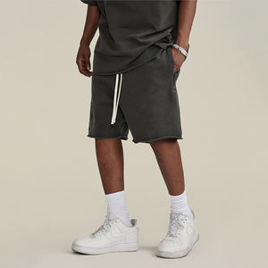 Short en coton décontracté pour hommes de haute qualité 330GSM Heavyweight Loose Fit Beach Summer Washed Oversize Distressed Design avec poche - Product Image 2