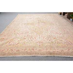 Vintage Turkish <b>Rug</b> Classic Beige Red 6.4 X 10.6ft <b>Large</b> Area Patchwork Wool Latex Backing for Bedroom Hallway <b>Living</b> Space 10mm - Product Image 3