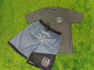 Conjunto corto de ropa de calle personalizada OEM, chándal de algodón con estampado gráfico, conjunto de camisa y pantalones cortos de verano para hombre, algodón transpirable - Product Image 2