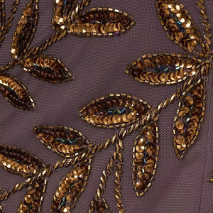 Vestido de noche Aline con patrón floral elegante Vestido largo de fiesta con lentejuelas y cuentas con cuentas y material de una manga Vestido de fiesta - Product Image 1