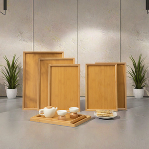 Plateau de service portable en bambou moderne orange, design détachable, finition laquée, plateau rectangulaire unique, exportations mondiales, multi-usages - Product Image 2