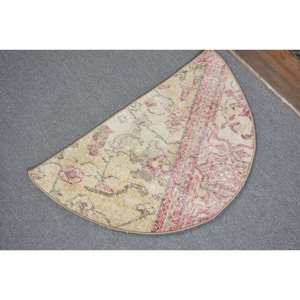 Tapis Vintage en Laine Turque 2.5 X 1.5ft Classique Beige Rouge Accents Grande Surface Rectangle Patchwork Design pour Couloir pour Décoration de Chambre - Product Image 4