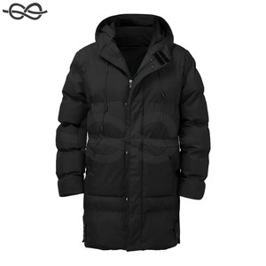 Veste d'hiver décontractée à manches longues pour hommes Parka à capuche noire unie avec col montant poche zippée chaude et élégante - Product Image 4