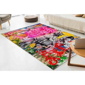 Alfombra con Estampado de Grafiti - Arte Callejero Vibrante para el Hogar y el Automóvil, Alfombra de Terciopelo - Product Image 3