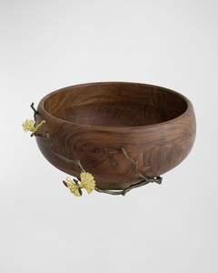 Bol en bois de grande capacité avec poignée en métal adapté aux salades et repas de taille familiale parfait pour les fêtes et les occasions spéciales - Product Image 4