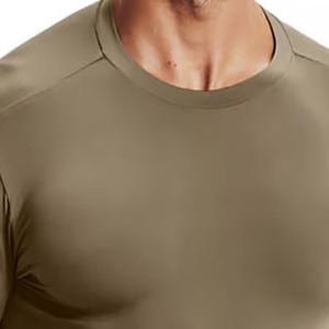 Camiseta Deportiva de Compresión de Manga Larga para Hombre, Color Verde Oliva, Cuello Redondo, Corte Holgado, Secado Rápido, Transpirable, Ecológica, 180g, 100% Algodón - Product Image 4