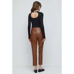 Leather-Look Wide-Leg Trousers with <b>Tie</b> Waist - Product Image 6