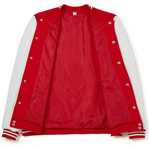 Chaqueta universitaria personalizada directamente de fábrica, chaqueta de béisbol con letras, chaqueta de lana y cuero Premium CollegeBaseballjacket para hombres - Product Image 4