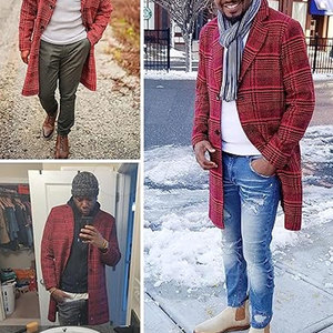 Abrigo largo de hombre con forma a medida y tacto elegante abrigo largo a medida para hombre con mangas completas - Product Image 3