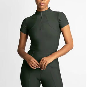 Women Horse Riding <b>Base</b> <b>Layer</b> Shirt Athletic Breathable Lightweight <b>Short</b> <b>Sleeve</b> OEM ODM horse Riding Tops Customized - Product Image 1