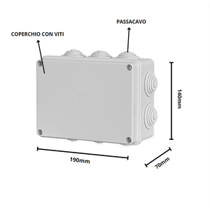Scatola grigia cavo derivato da parete conduce a tenuta stagna 190x140x70 accessori di cablaggio - Product Image 3