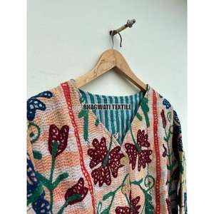 Abrigo de invierno de algodón Unisex hecho a mano, chaqueta de fiesta con borde crudo de punto transpirable, Suzani, bordado a mano, tejido para mujer - Product Image 5