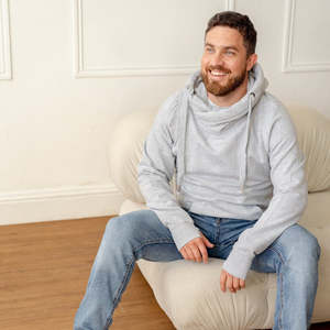 Sweat à capuche gris en molleton 450 GSM pour homme, 100 % coton, teint et pré-rétréci, coupe classique, écologique, idéal pour l'hiver - Product Image 2