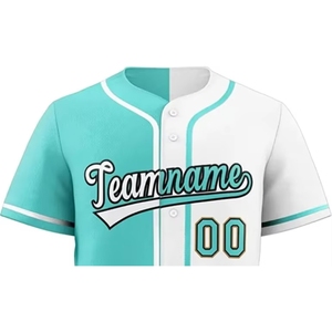 Maillot de baseball 100% polyester à col en V, respirant, séchage rapide pour hommes, imprimé par sublimation, 300g, nouveaux designs, vente en gros OEM, softball - Product Image 2