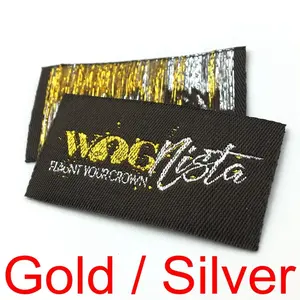 Logo de marque personnalisé ourlet du vêtement tissu damassé pli d'extrémité en polyester tissé pour les étiquettes de vêtements - Product Image 3