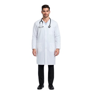 Bata de Laboratorio para Hombre, Marca Privada OEM, Uniforme Médico 100% Algodón, Bata de Doctor Blanca Resistente, Ropa de Trabajo para Hospital y Clínica, Personalizable - Product Image 1