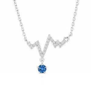 Jeulia Custom Heartbeat Necklace with Birthstone Diamond Pearl Alloy Link Chain - Product Image 6
