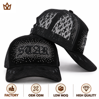 Casquette Trucker Personnalisée 5 Panneaux avec Strass, Logo Bling, Dos en Maille, Snapback, Style Y2K Vintage, Casquette de Baseball, Vente en Gros, OEM, ODM, Marque Privée