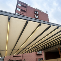 Pergola pliante en PVC imperméable avec télécommande, structure en aluminium, auvent de jardin extérieur, style minimaliste nordique