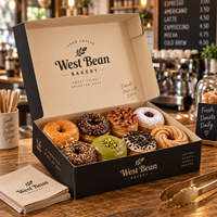 Boîte d'emballage personnalisée pour beignets AT PACK avec logo imprimé pour boulangerie, café, vente à emporter, pâtisserie, emballage cadeau alimentaire, vente en gros
