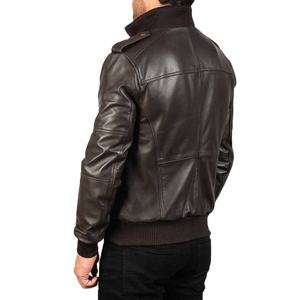 Blouson de motard décontracté en cuir pour homme, style urbain tendance, col montant personnalisé, collection Hiver 2026 - Product Image 4