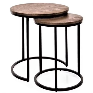 Juego de mesa auxiliar superior de madera redonda para muebles inteligentes para sala de estar Incluye mesa de centro - Product Image 1