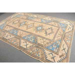 Alfombra Oriental Vintage Grande de 6.5x9.8 pies, Marrón y Azul, de Lana - Product Image 1