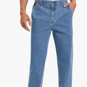 Women's High Waist Straight Fit Breathable 100% Cotton Winter Jeans with Zipper and Button - Product Image 1