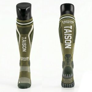 Calcetines Deportivos de Fútbol para Hombre, Premium, 320 GSM, Mezcla de Nailon, Algodón y Spandex, Transpirables, Acolchados, Diseño de Panel Azul, Logotipo Jacquard Personalizado - Product Image 4