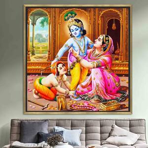Elegant Indian Woman <b>Canvas</b> Print: Modern, Trendy Artwork Decor,GOLD <b>FRAMED</b> <b>CANVAS</b> - Product Image 1