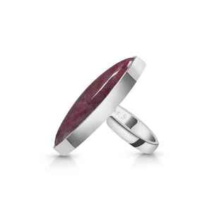 Handmade Sterling Silver <span class=keywords><strong>Ruby</strong></span> Zoisite Chia Ban Nhạc Tuyên Bố Nhẫn Món Quà Độc Đáo Cho Phụ Nữ Và Cô Gái Thanh Lịch Đá Quý Tự Nhiên Đồ Trang Sức - Product Image 2