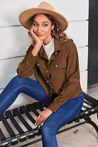 Blusas de Moda para Mujer, Manga Larga, Corta, de Lona, con Estampado de Piel de Oveja, Transpirable, con Cierre, Otoño Invierno, Modernas, con Botones - Product Image 3