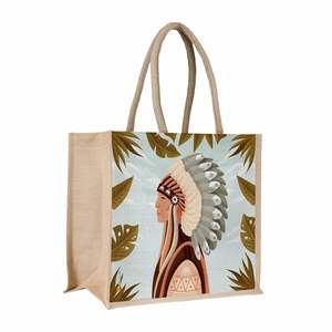 Luxury Design Reusable Jute Canvas <b>Bags</b> Rope Handles Everyday Use Handmade Prime Quality Square Shape Eco Friendly 100% - Product Image 4