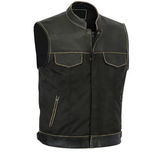 Meilleure qualité vente chaude hommes court longueur cuir gilet chaud hiver coupe-vent vêtements d'extérieur en taille adulte toile tissu - Product Image 3
