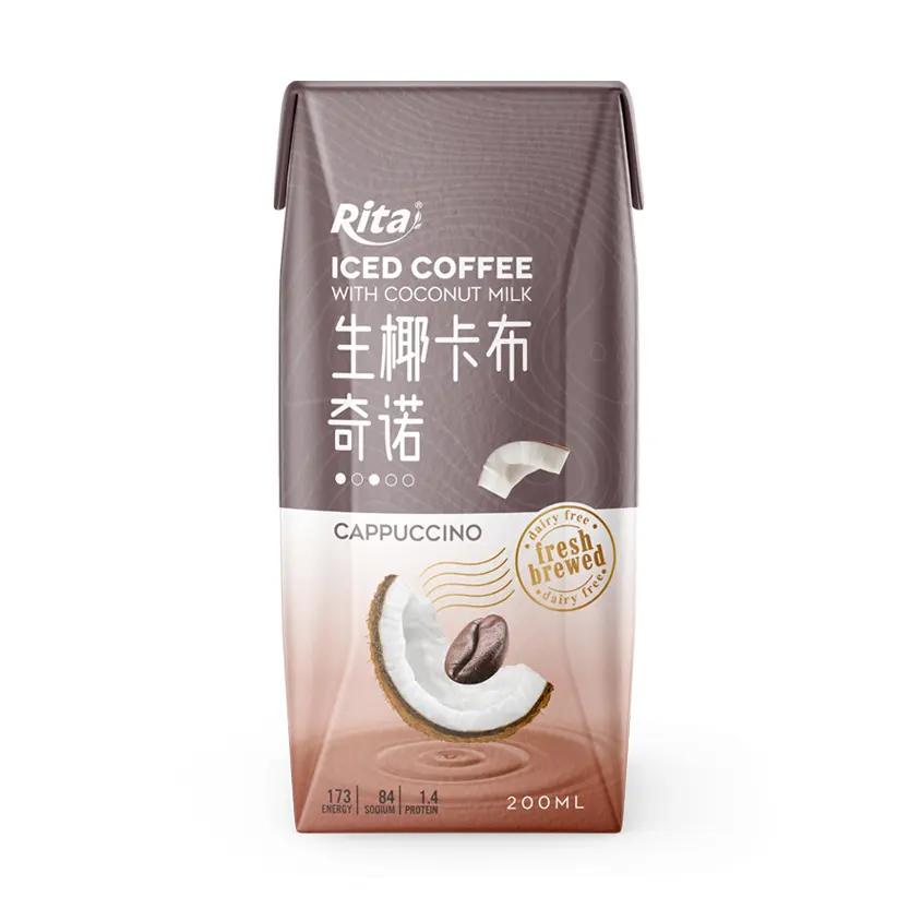 カプチーノ200ml紙箱付きココミルク入りアイスコーヒー短納期ベストセラーOEMプライベートラベル製品