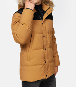 Wholesale High Street Canvas Puffer <b>Jackets</b> New Fashion Windproof Hooded Winter Unisex <b>Jackets</b> Front Logo Cotton <b>Lined</b> - Product Image 4