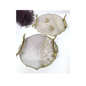 Bandeja para servir tetera de resina rosa con Decoración de mesa, bandeja de resina de lujo de la mejor calidad con mango mate para el hogar a bajo precio - Product Image 6