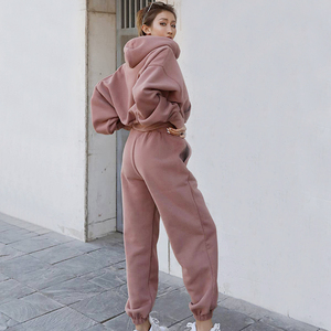 Conjunto de Sudadera con Capucha Extra Grande de Felpa Francesa Gruesa y Pesada para Mujer, con Logotipo Personalizado, para Invierno - Product Image 5