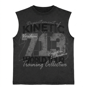 เสื้อยืดผู้ชายผ้าฝ้าย 100% ทรงหลวม พิมพ์ลาย น้ำหนัก 240 GSM ผ้าฝ้ายหนานุ่ม สีดำวินเทจ เสื้อยืดแขนกุด พิมพ์ลายกราฟิกตามสั่ง - Product Image 5
